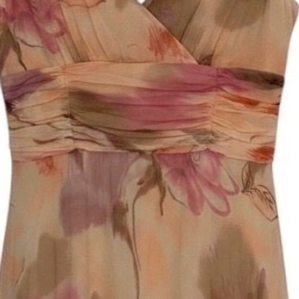 Petra 100% Silk Crinkle Floral Dress Beaded Shoulder Size 6 Romantic - Picture 2 of 10